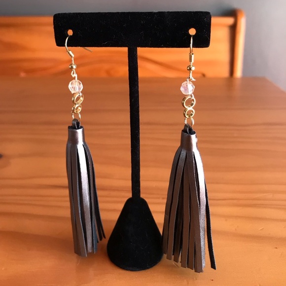 Two If By Sea Treasures Jewelry - Gunmetal Gray Fringe Earrings with Gems